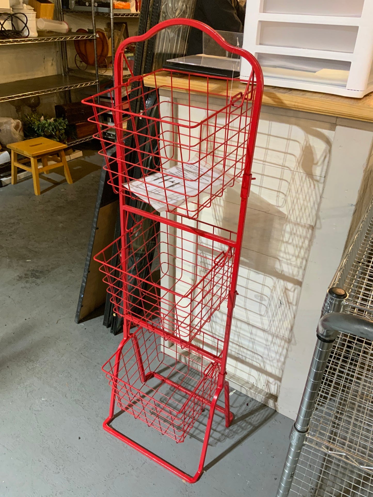 Red 3 Tiered Basket Rack