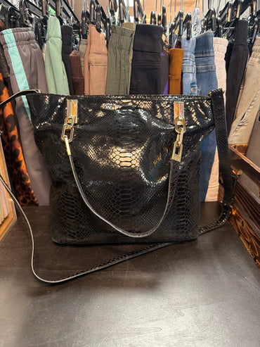 Black Snake Skin Michael Kors Handbag