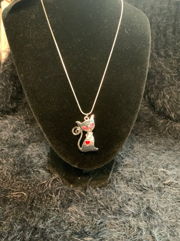 925 Sterling Silver Cat Necklace