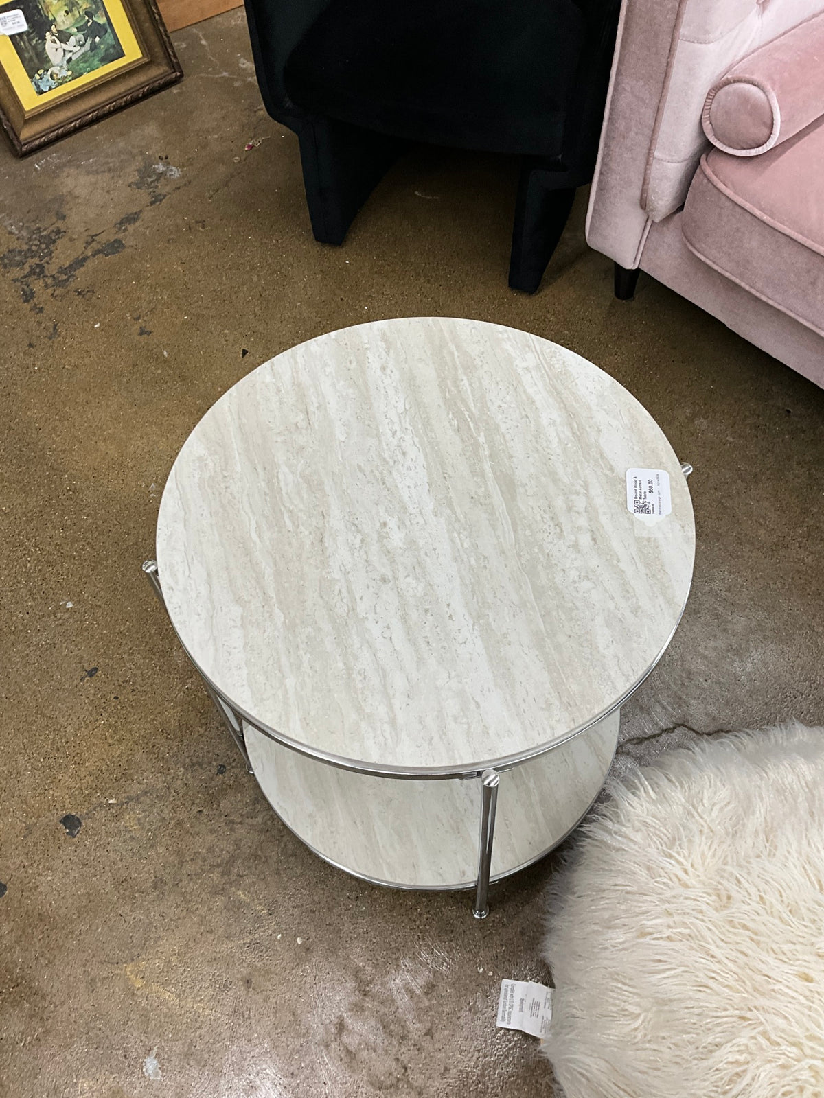 Round Wood & Metal Accent Table
