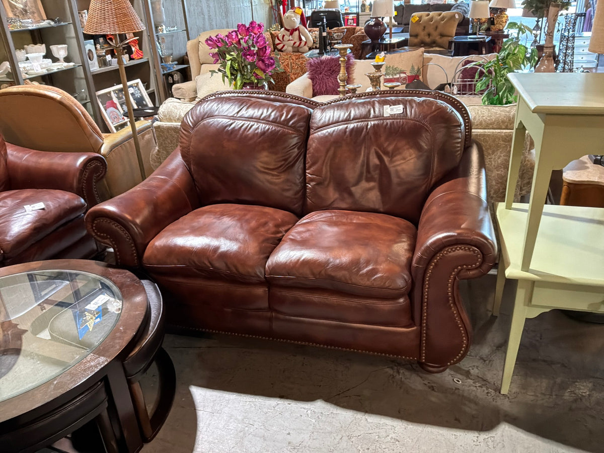 Brown Leather Loveseat