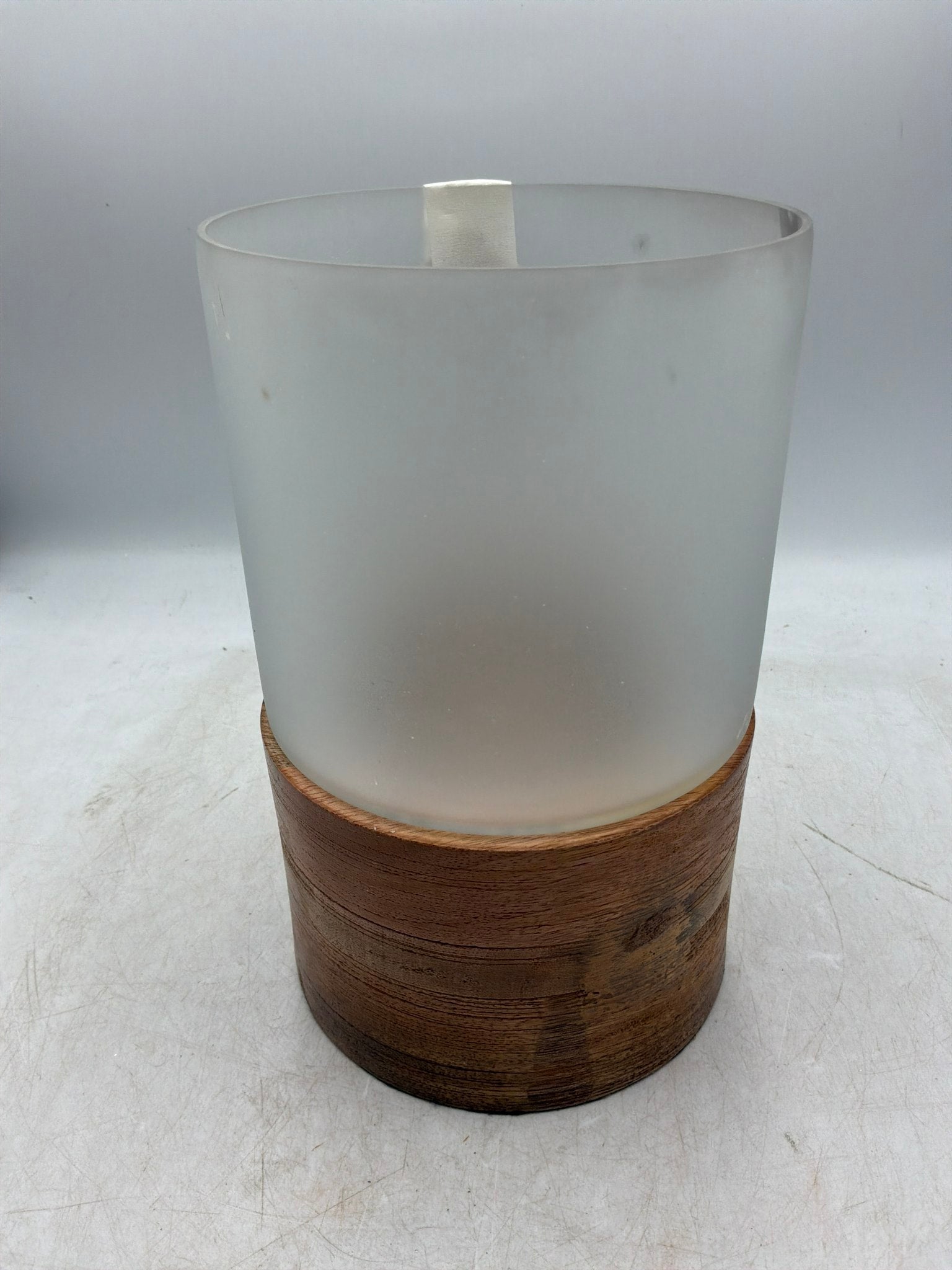 Sm Wood Glass Candleholder