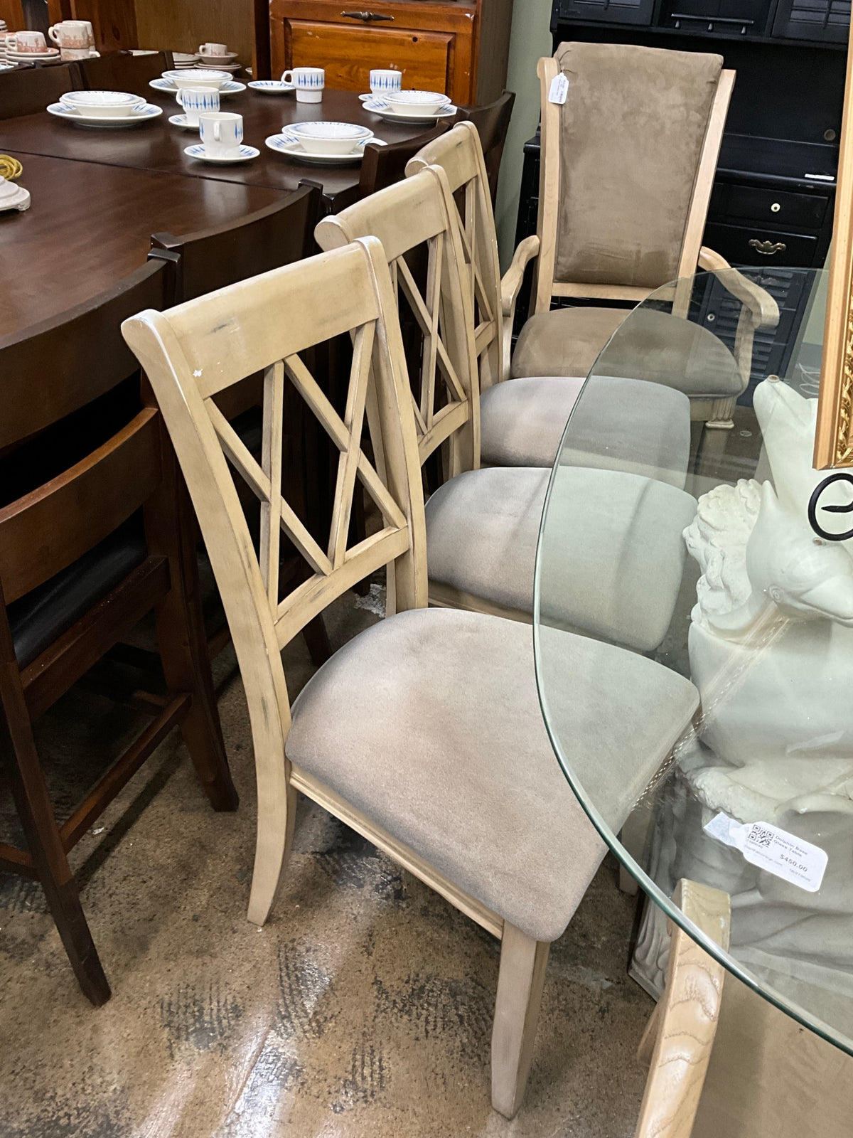 Dolphin Base Glass Table w/ 6 chairs