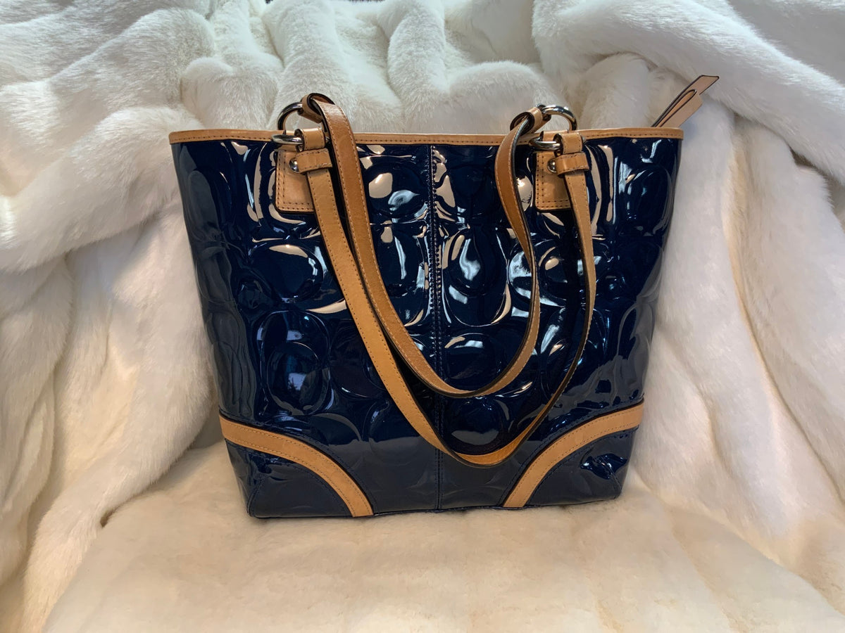 Coach Blue Patent Leather Handbag