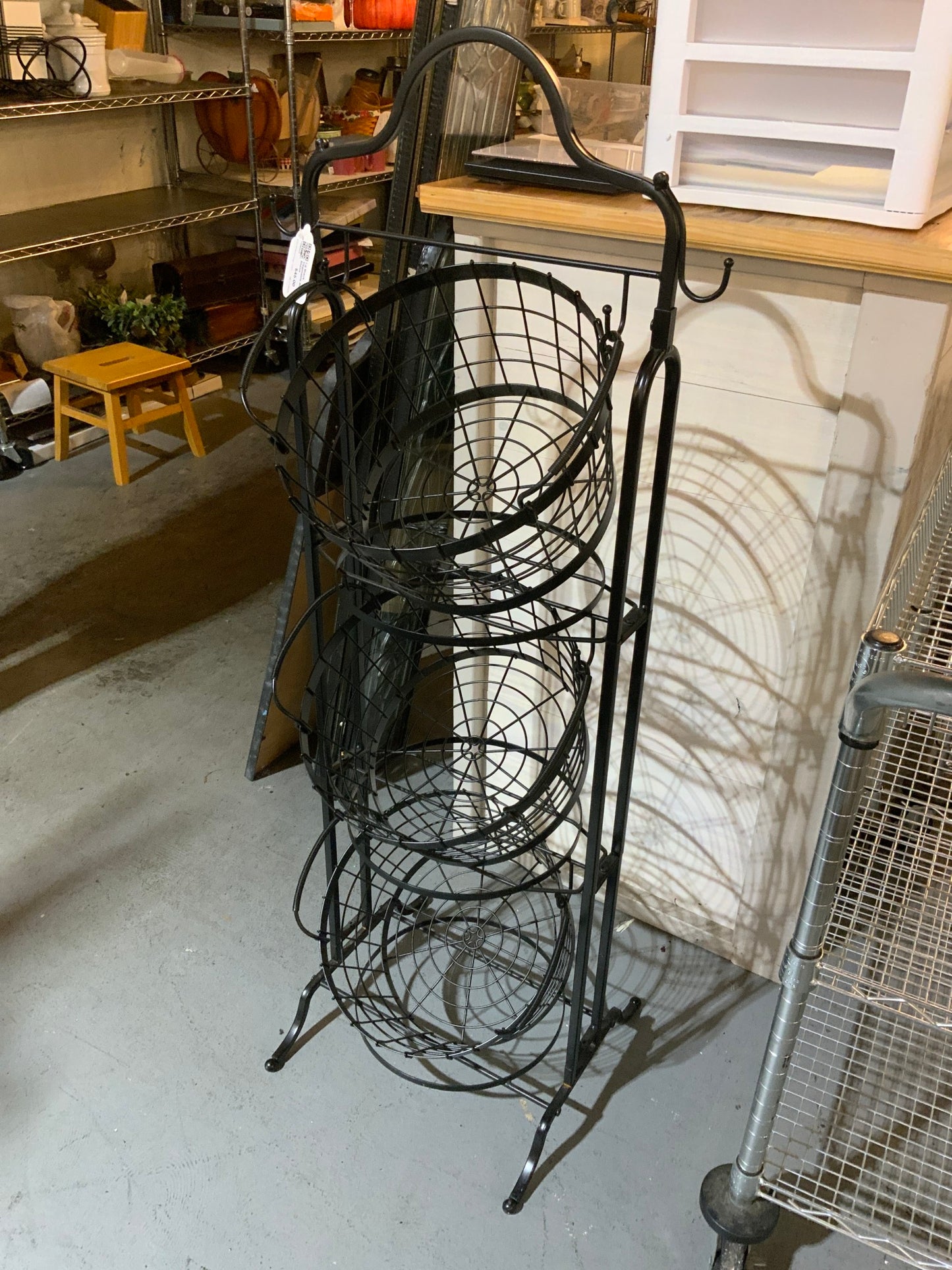 Lg Black Vegetable Basket Stand