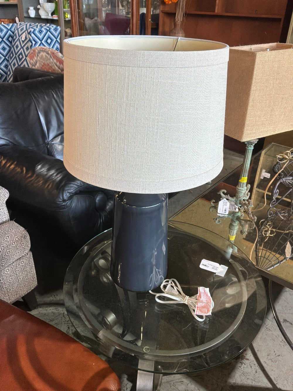 Navy Blue/ Lamps Tan Shades