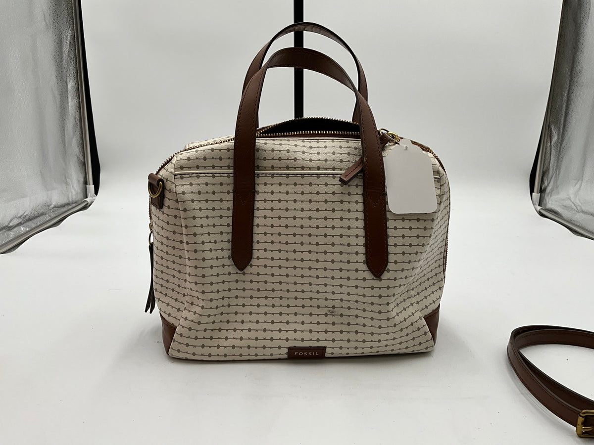 Fossil White & Brown Handbag