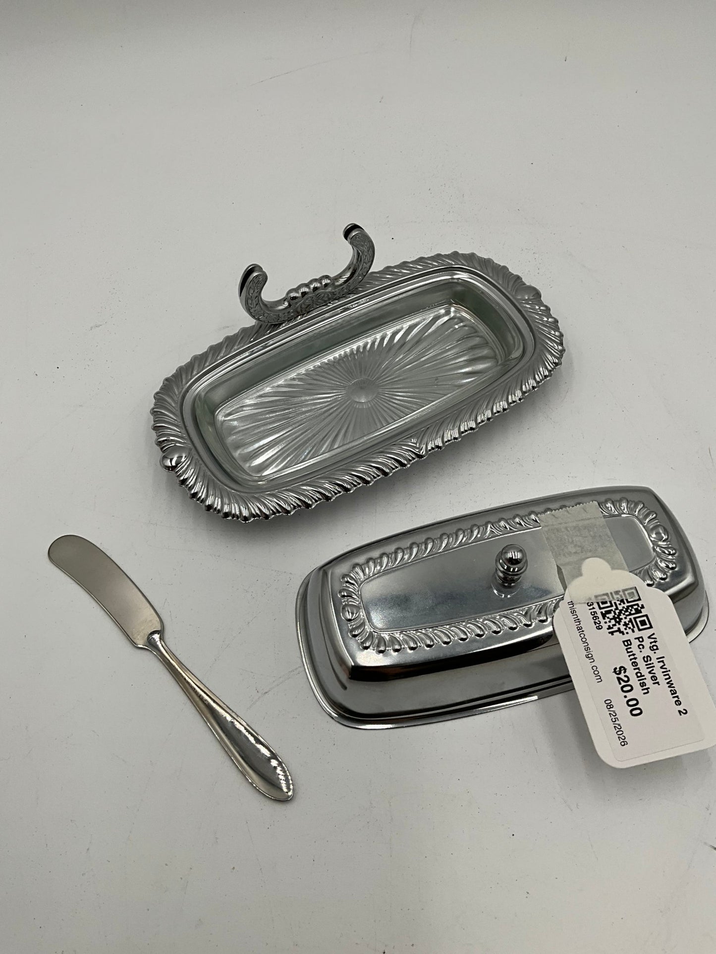 Vtg. Irvinware 2 Pc. Silver Butterdish