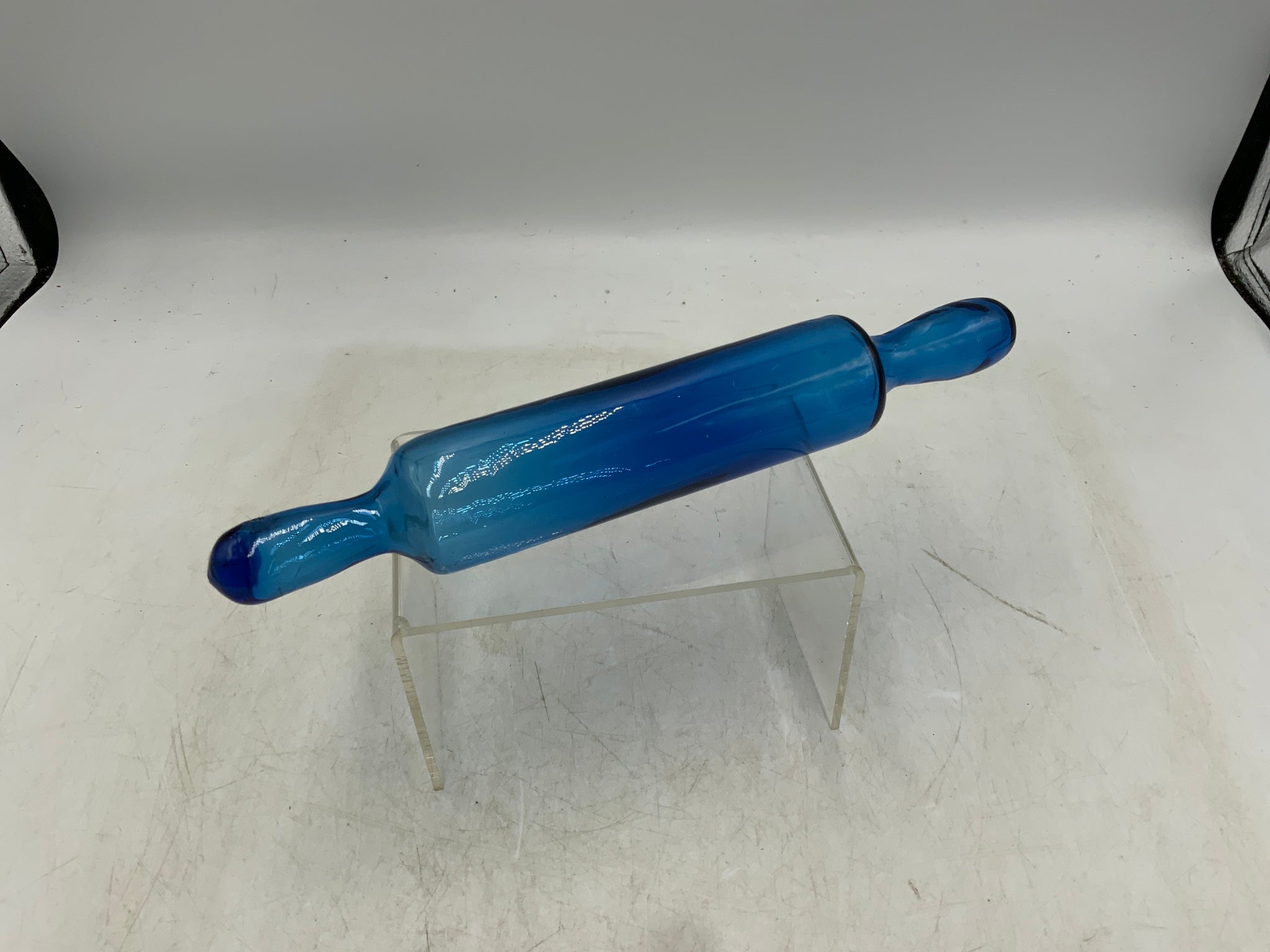 Vintage Glass Rolling Pin Blue