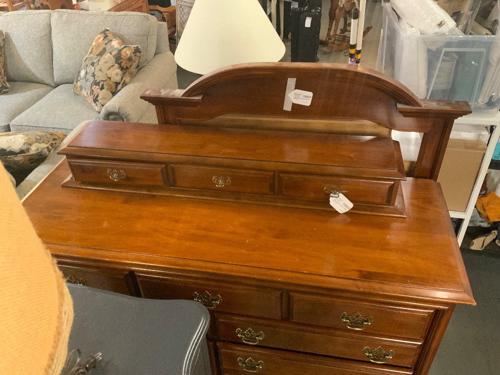 Dark Wood 9 Drawer Dresser w/ Mirror