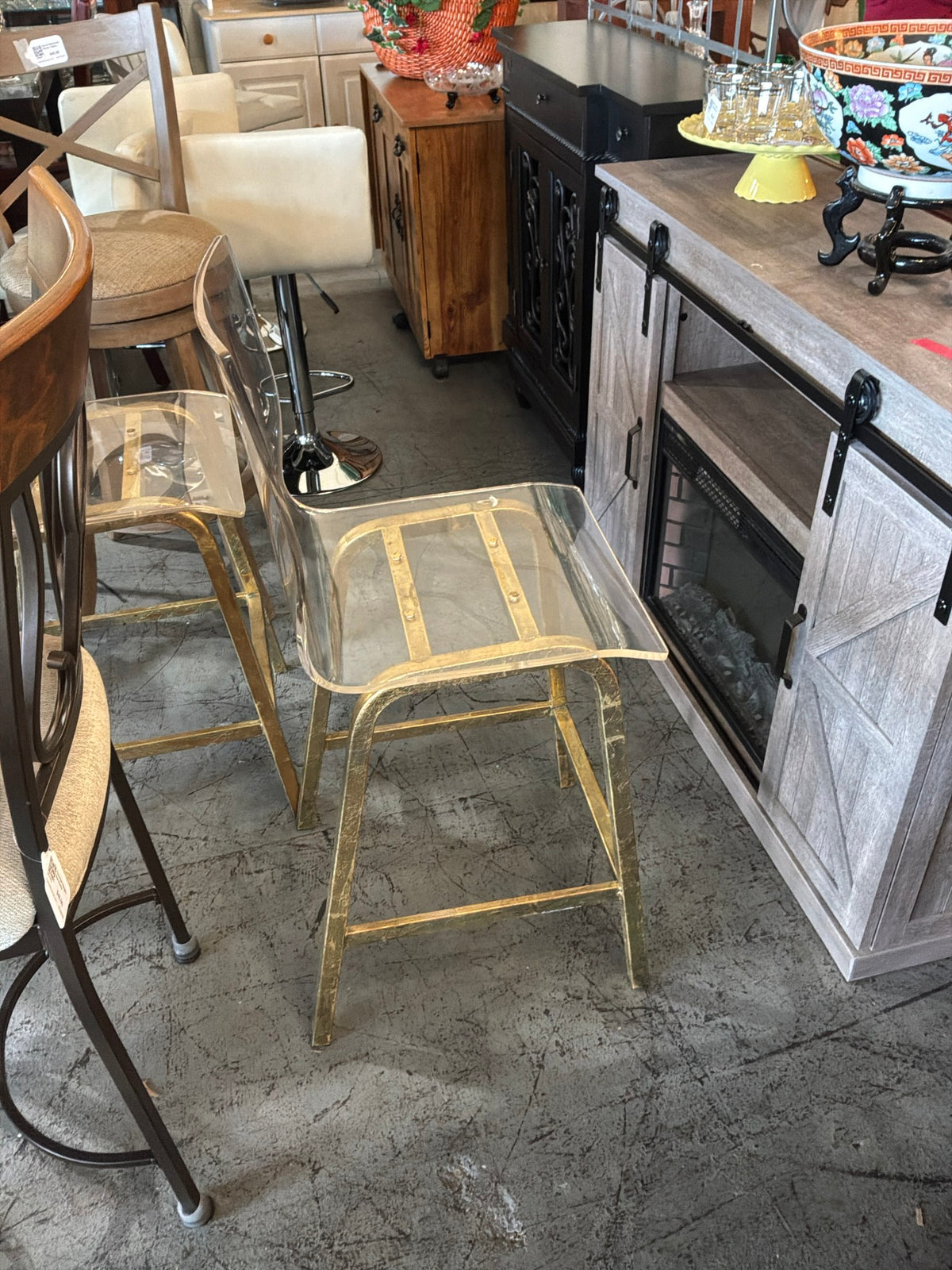 Counter Height Backed Gold Barstool