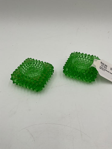 Green Hobnail Votive Holder Set of 2