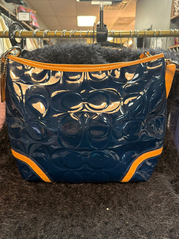 Coach Blue Patent Leather Shoulder Bag