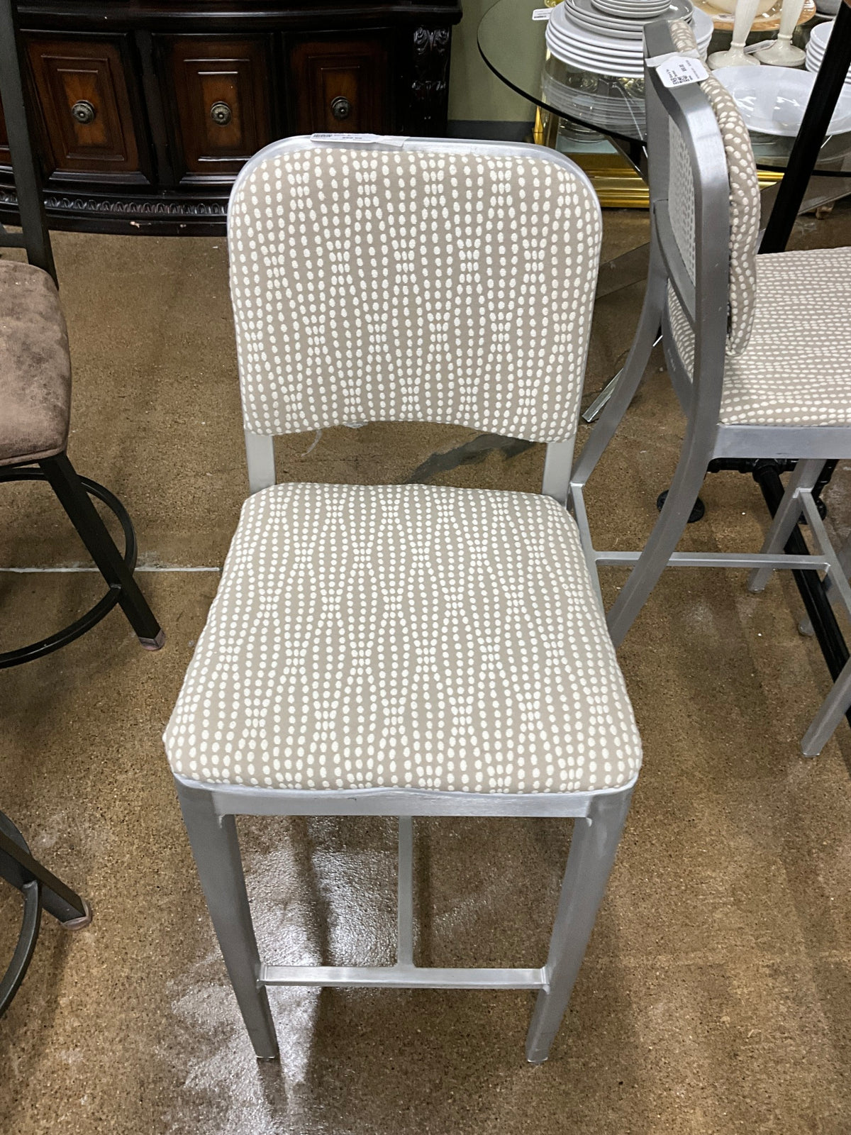 Silver & Tan Barstool