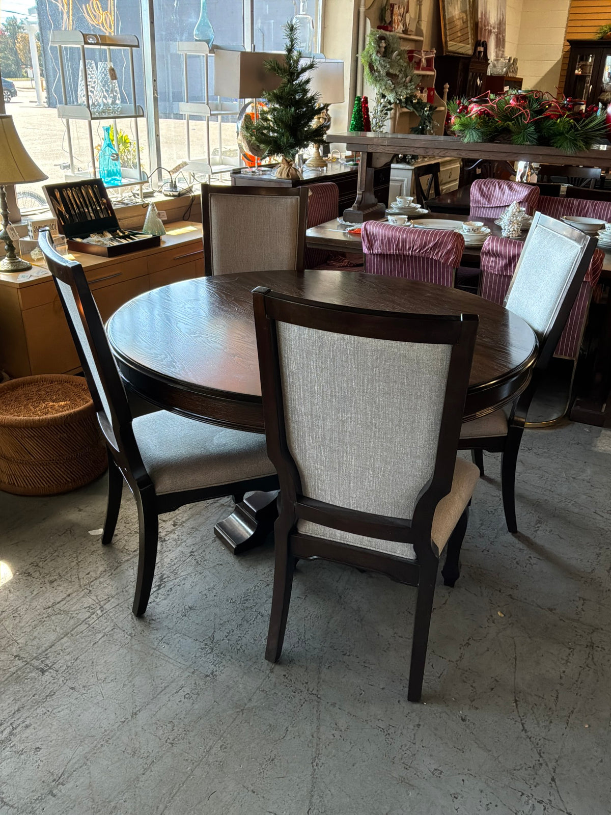 Dark Wood Dining Table w/ 4 Chairs