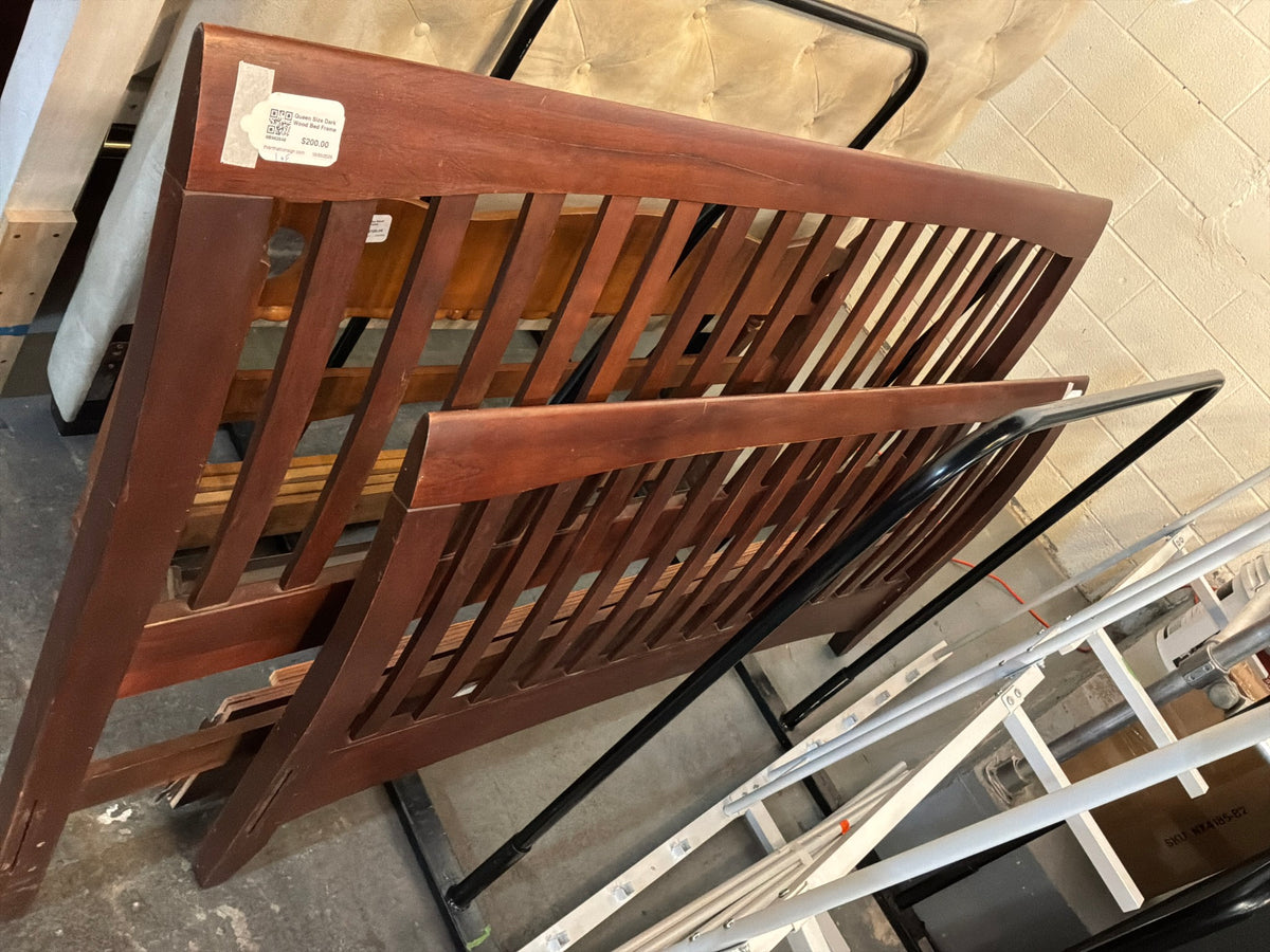 Queen Size Dark Wood Bed Frame