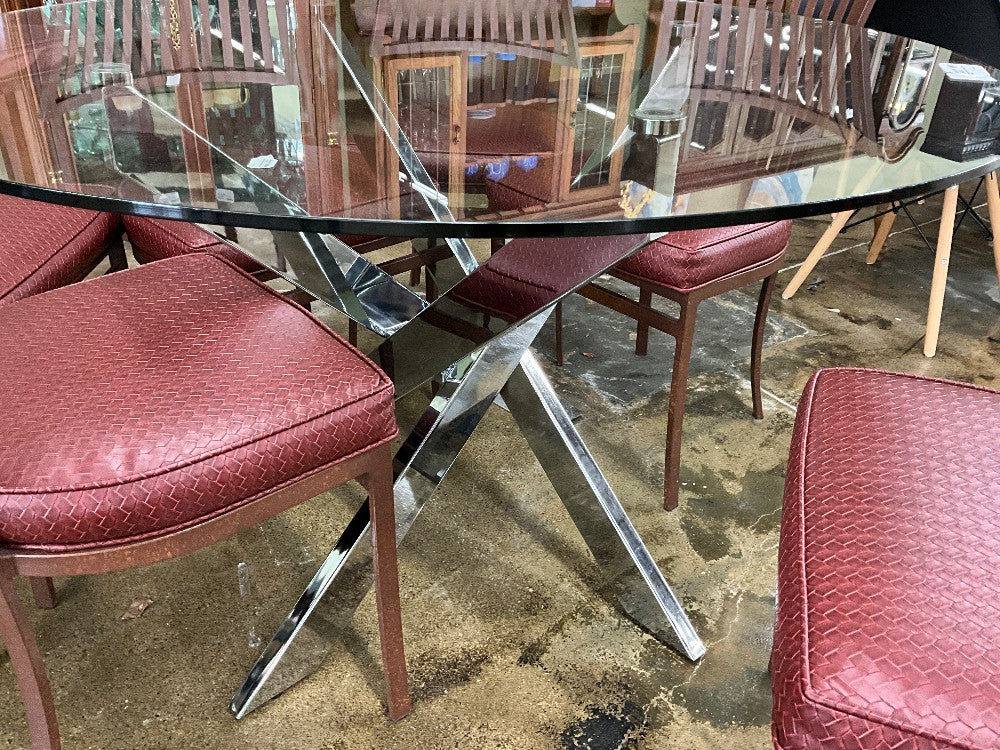 Round Glass & Metal Dinning Table