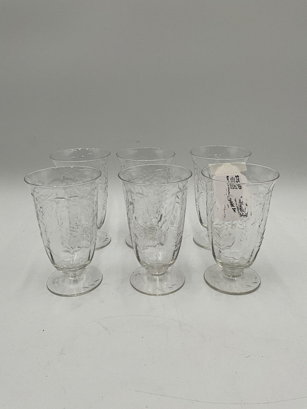 6pc Vtg Etched Goblet Set