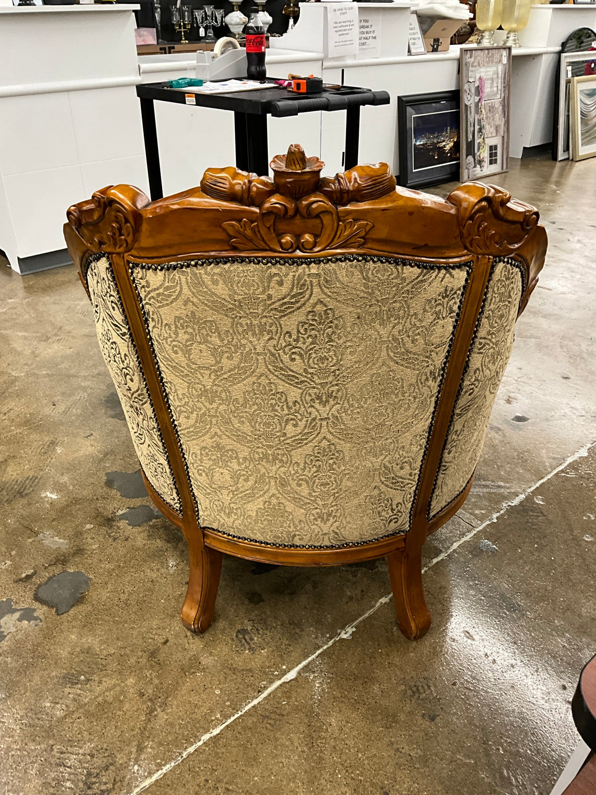 Vtg Antique Chair w/Wood Trim
