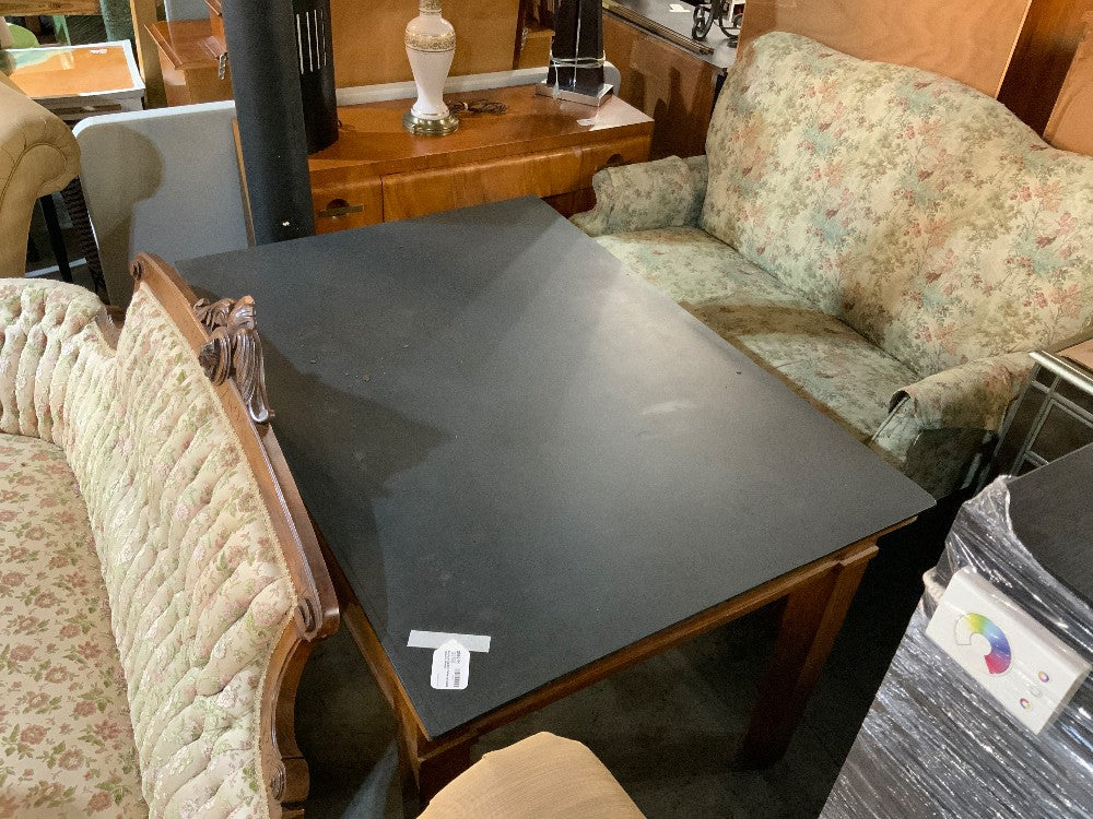 Antique Library Table w/ Slate Top and Wood