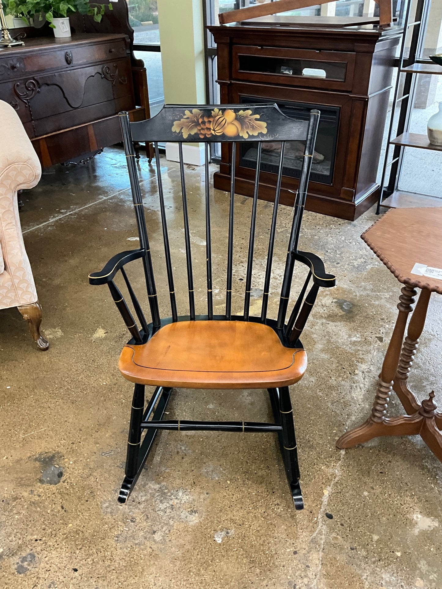 Hitchcock Blk & Wood Antique Rocker