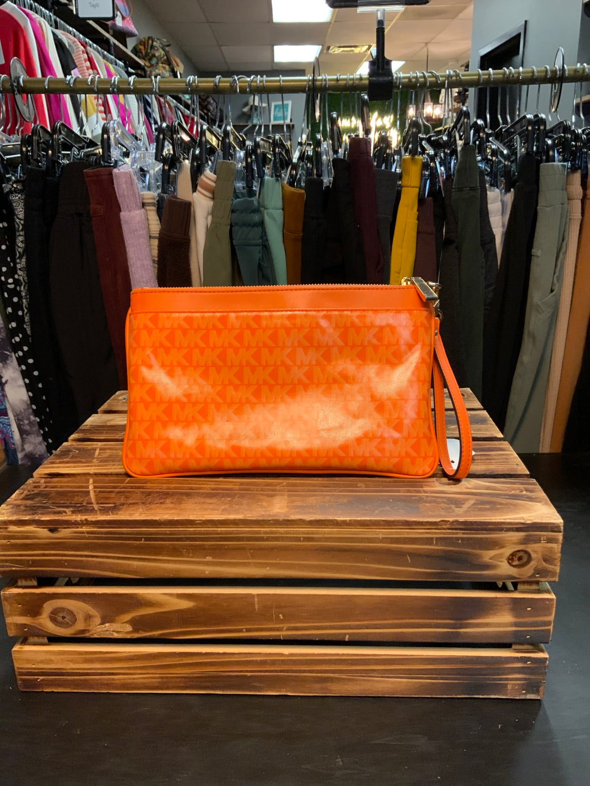 Orange Michael Kors Wristlet