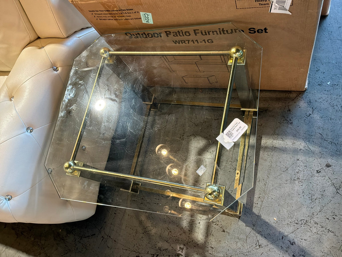 Gold End Table Angled Glass Top