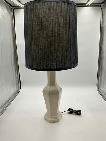 White Lamp W/ Navy Shade