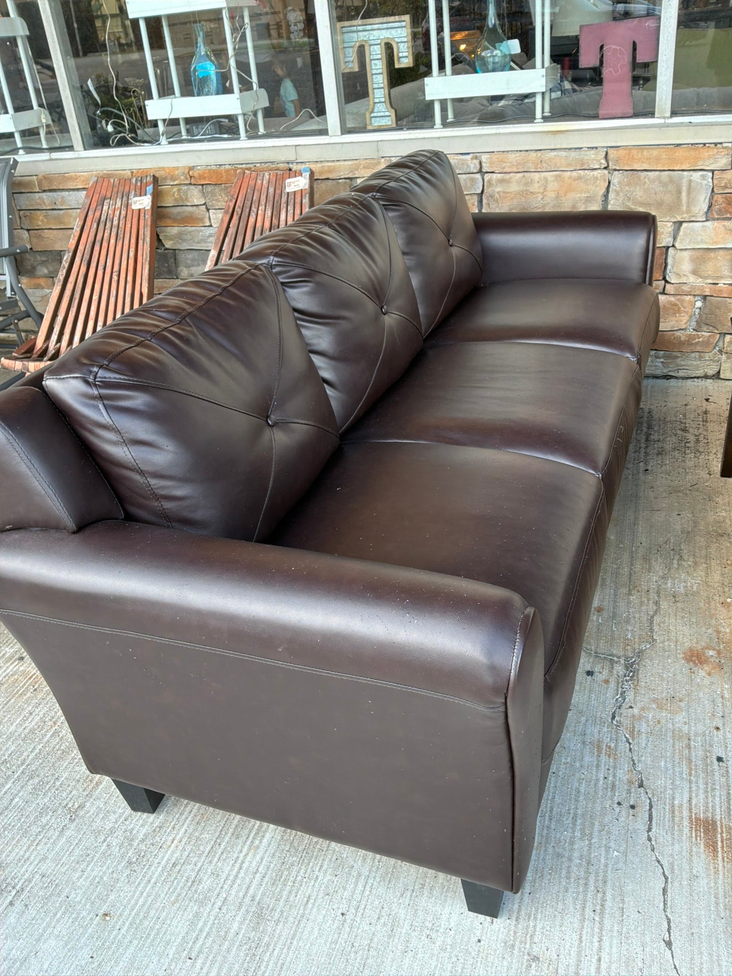 Brown Faux Leather Sofa