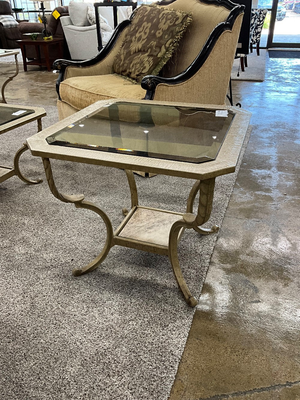 Gold & Glass Inlay End Table