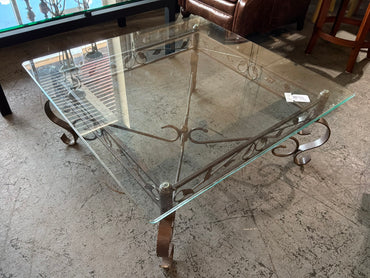 Metal Base W/Glass Top Coffee Table