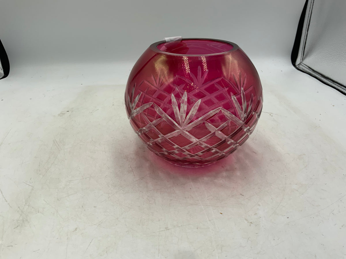 Cranberry Glass Rose Bowl