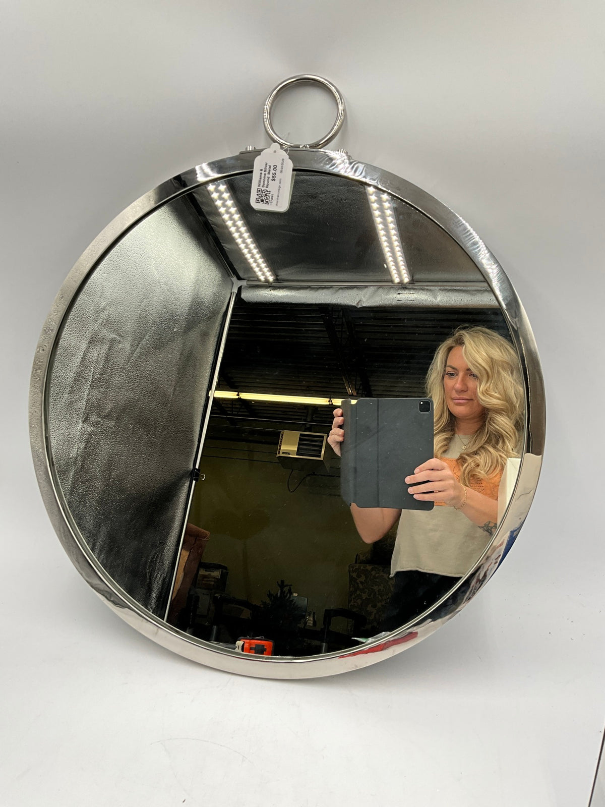 Williams & Sonoma Silver Round Metal Mirror