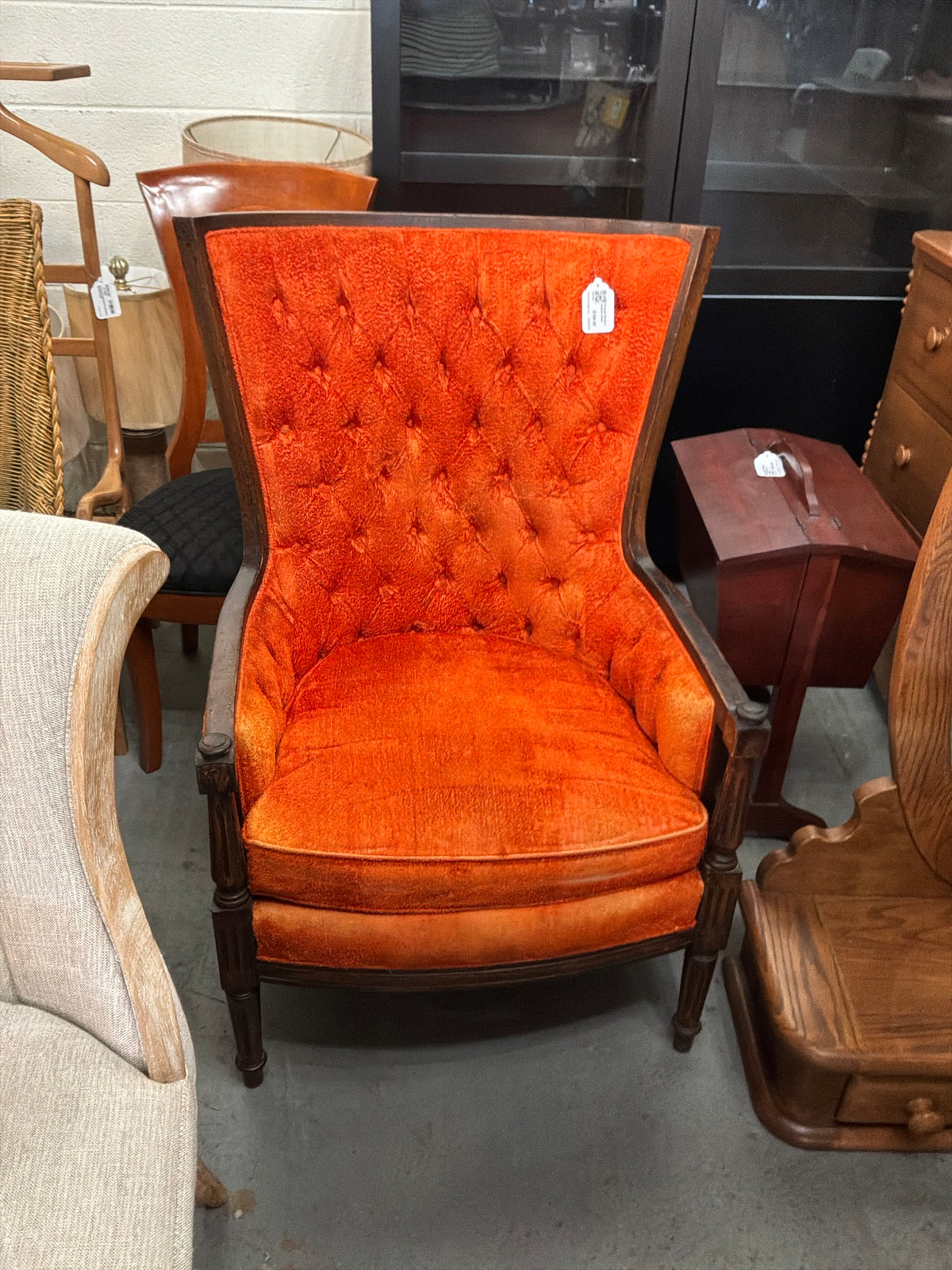Orange/ Brown Accent Chair