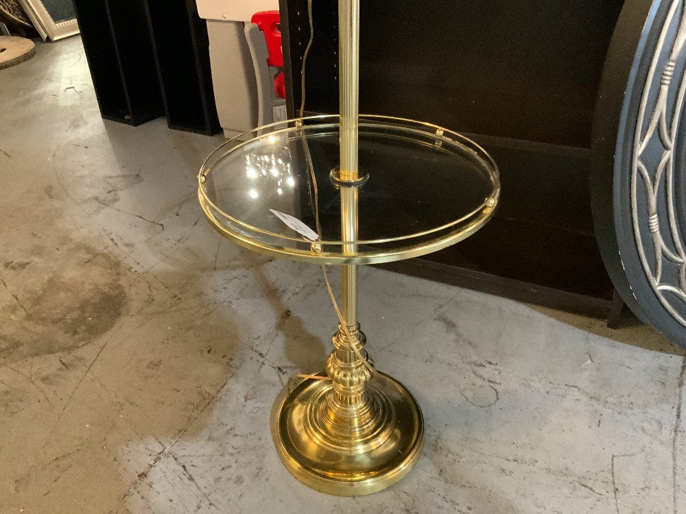 Brass Floor Lamp with Table