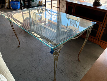Glass Top Metal Base Kitchen Table