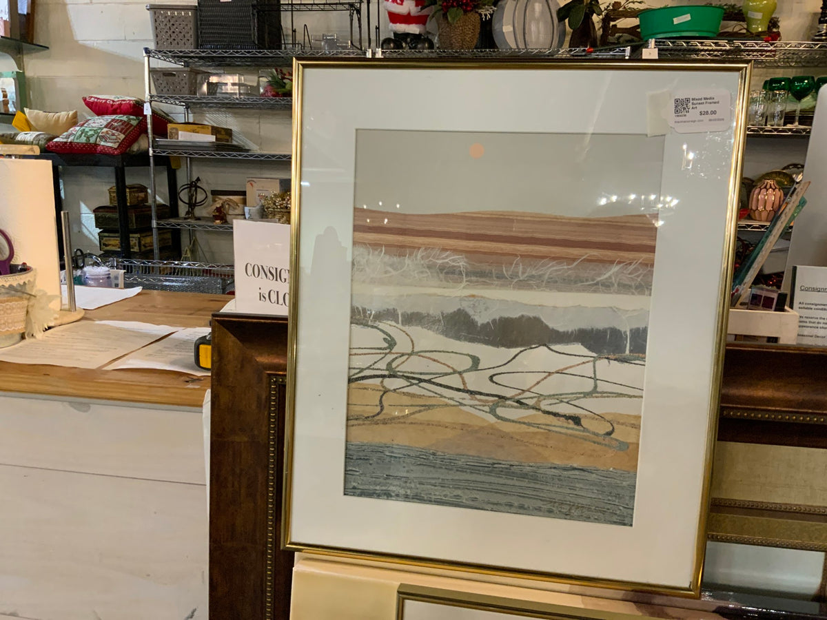 Mixed Media Sunset Framed Art