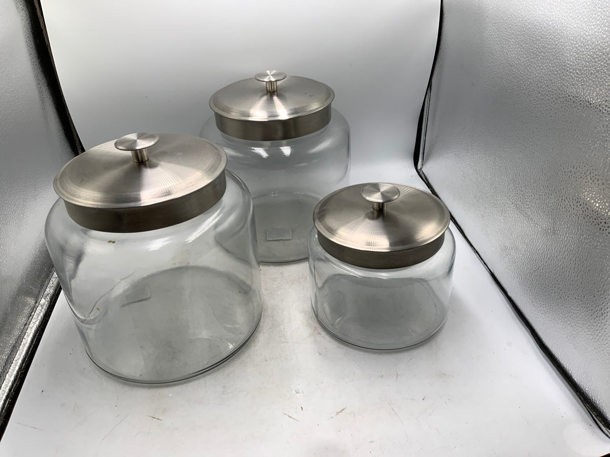 Stainless & Glass SET of 3 Canisters