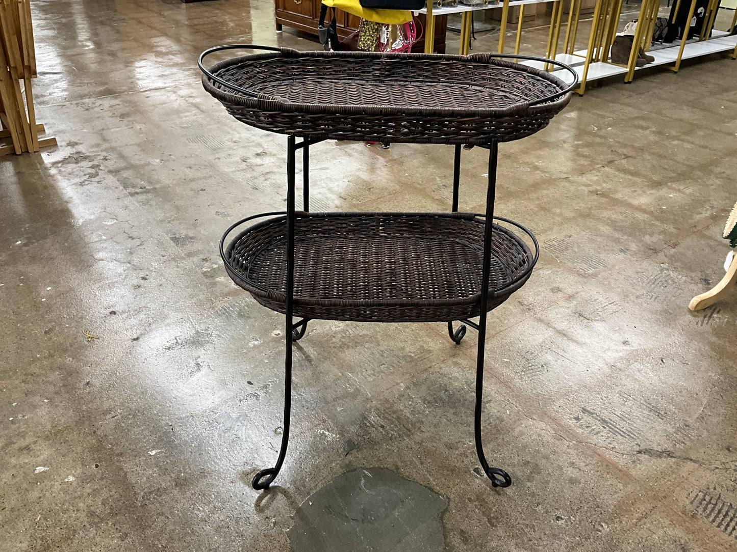 Pier One 2 Tier Basket Tray Table