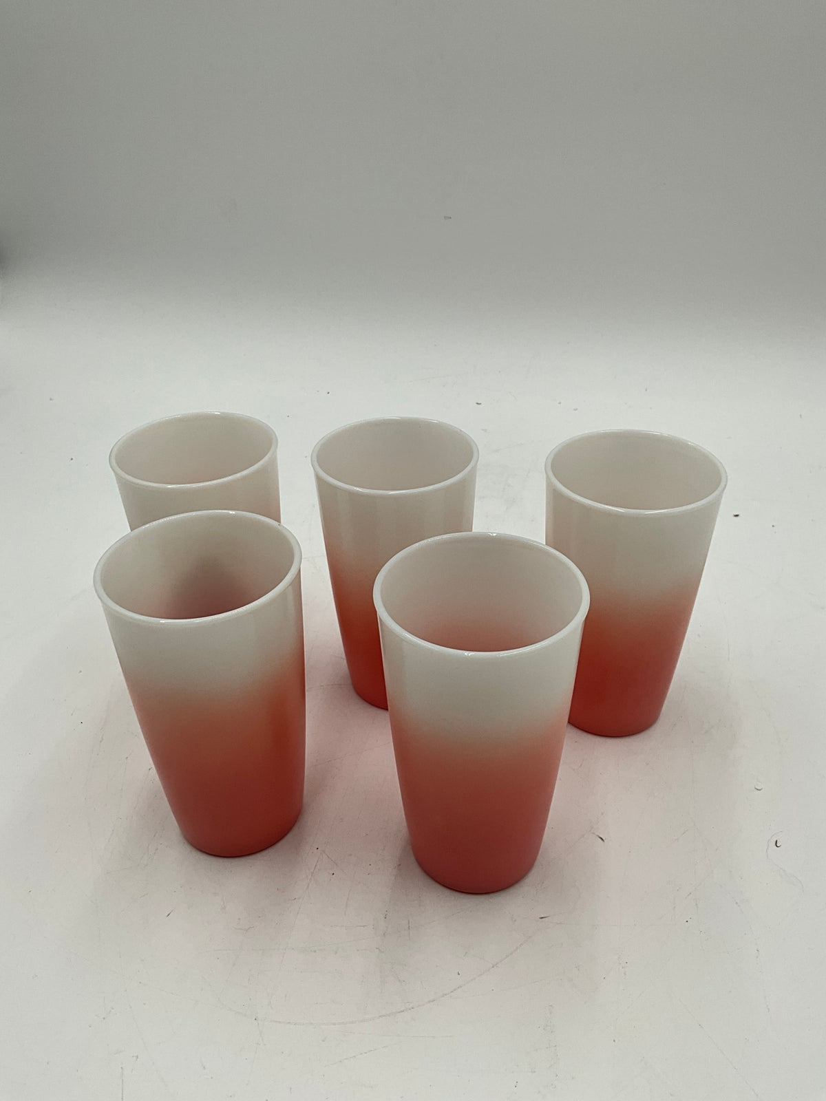 Pink & White Hazel Atlas Glasses 5pc Set