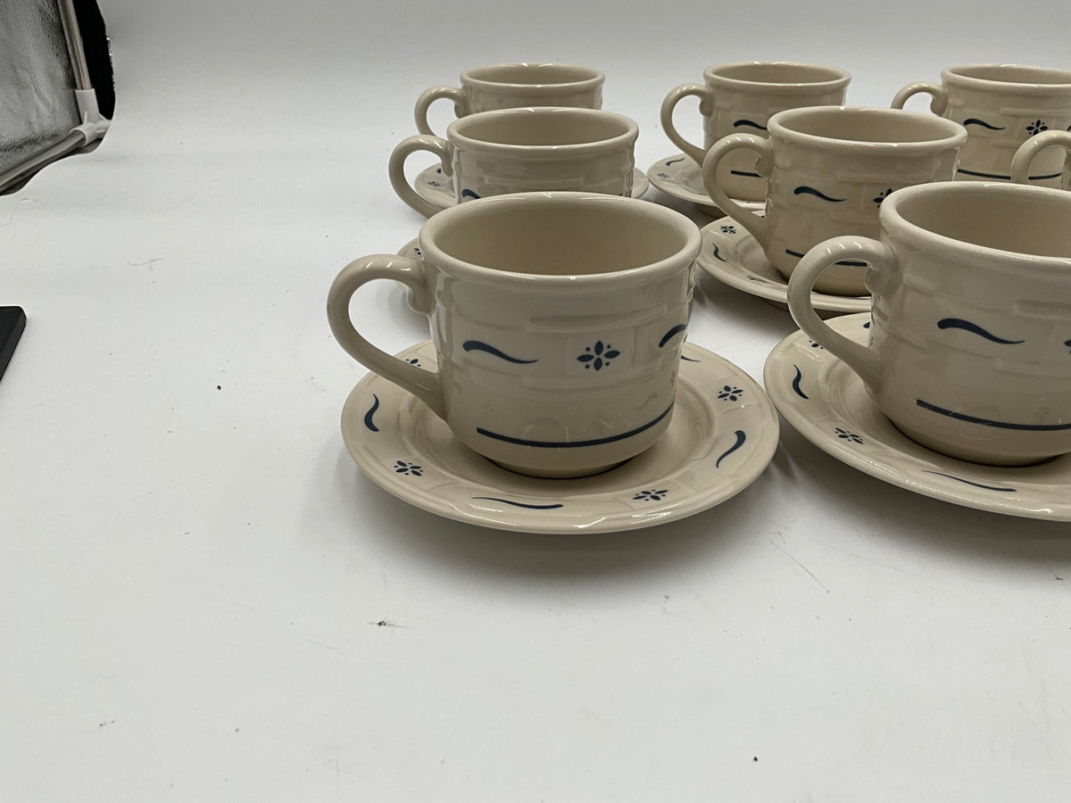 Longaberger Mugs with Saucers SET of 9