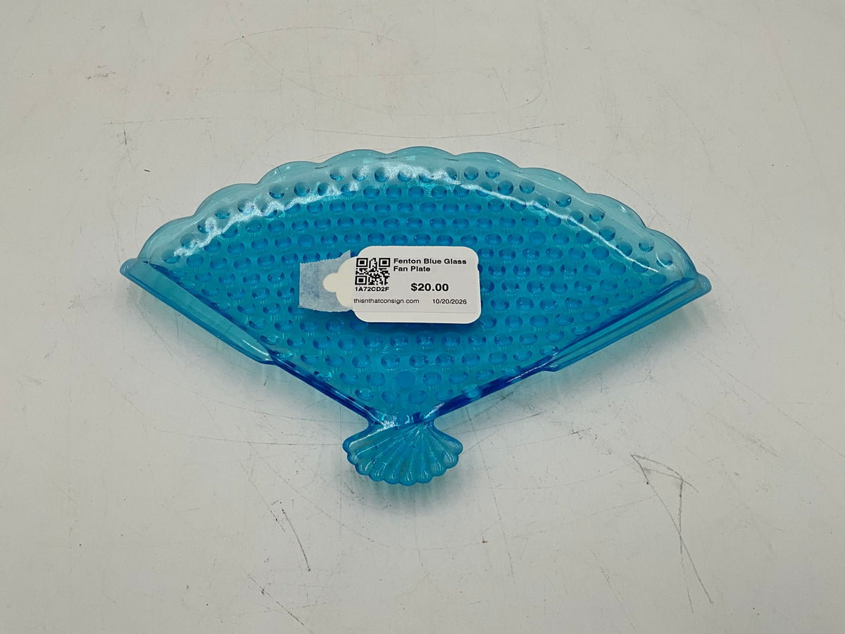 Fenton Blue Glass Fan Plate