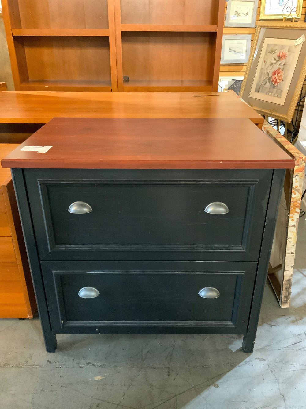 Black/Wood File Cabinet