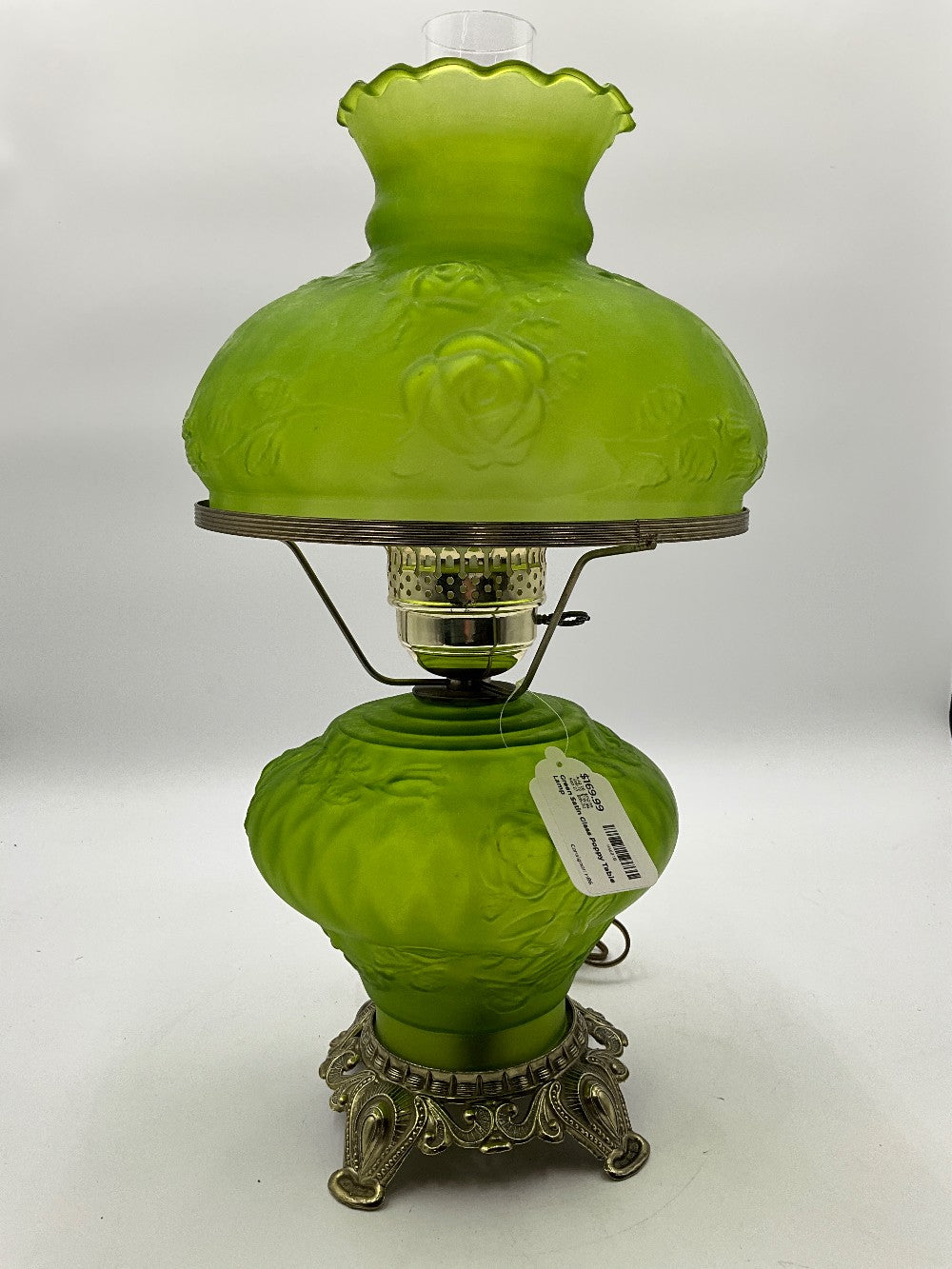 Green Satin Glass Poppy Table Lamp