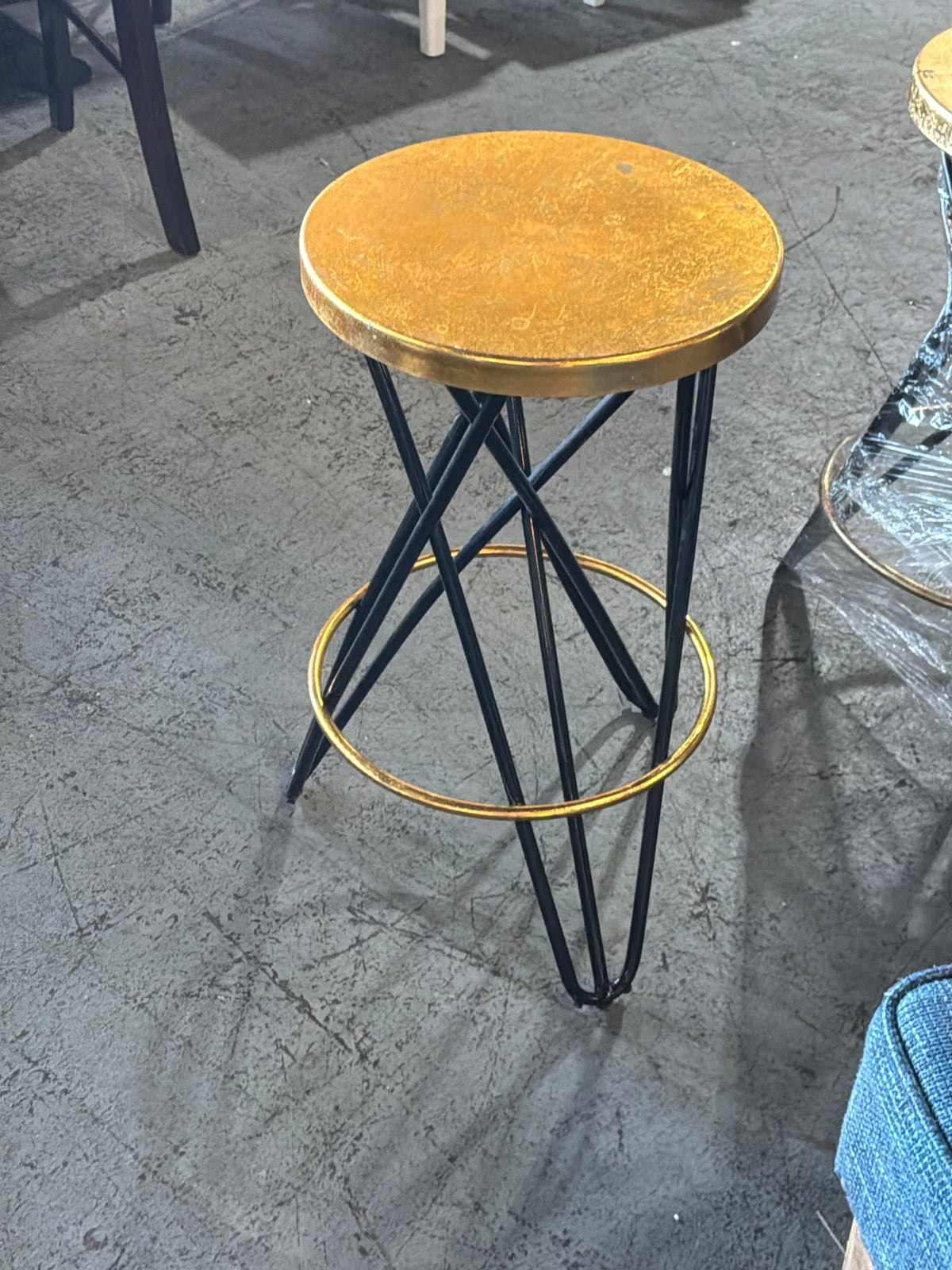 Gold/ Black Barstool