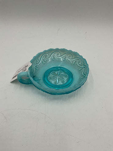 Blue Opalescent Plate W/Handle