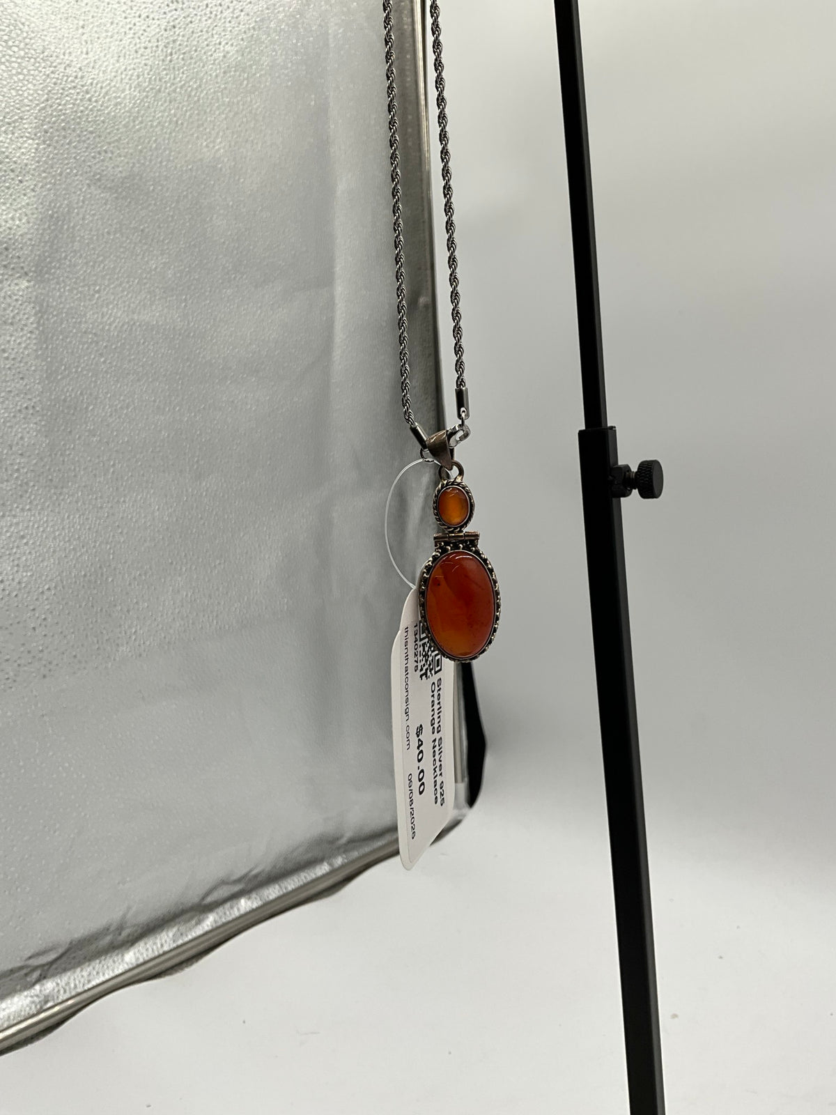 Sterling Silver 925 Orange Necklace