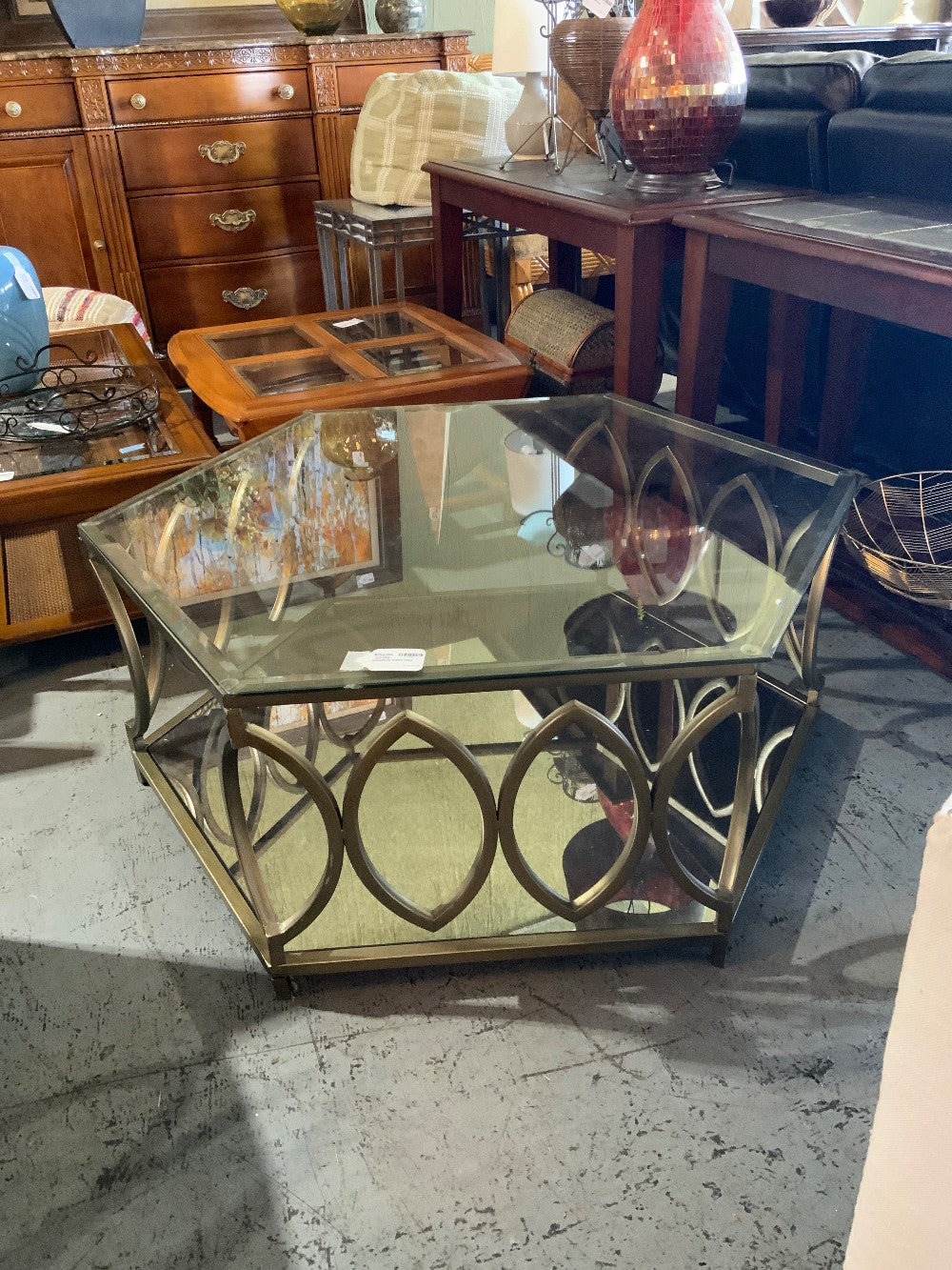 Glass/Brass Coffee Table