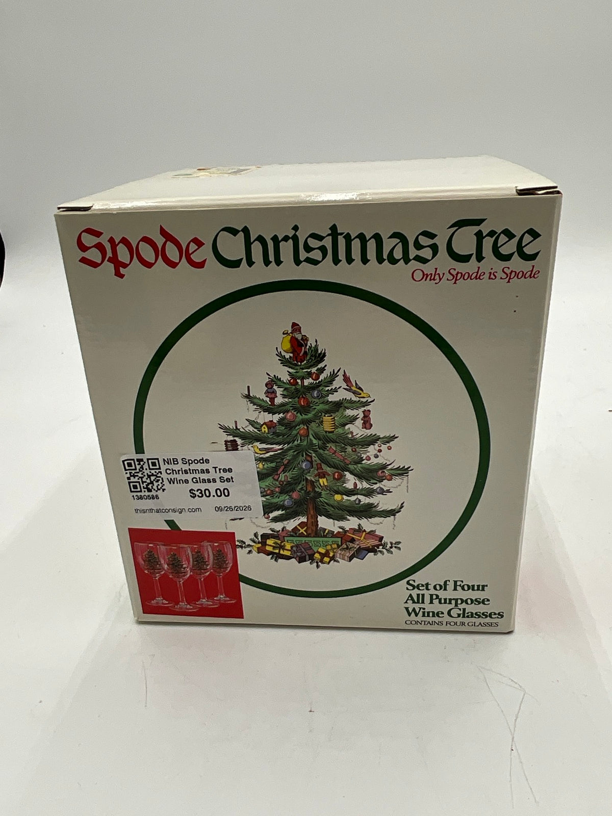 NIB Spode Christmas Tree Wine Glass Set