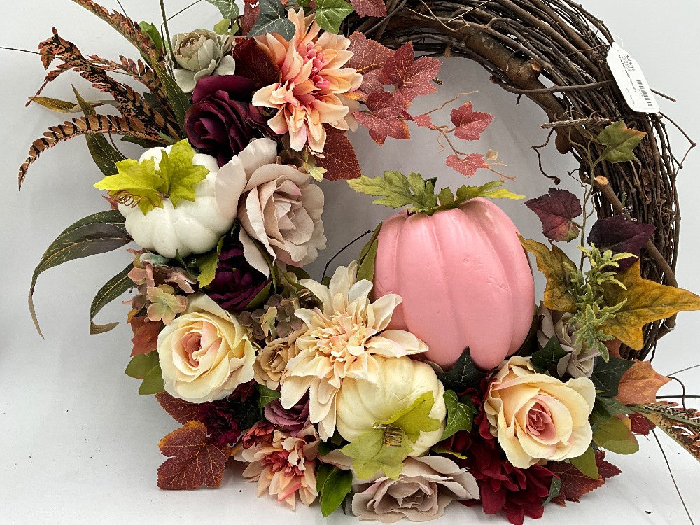 Pink Pumpkin Wreath